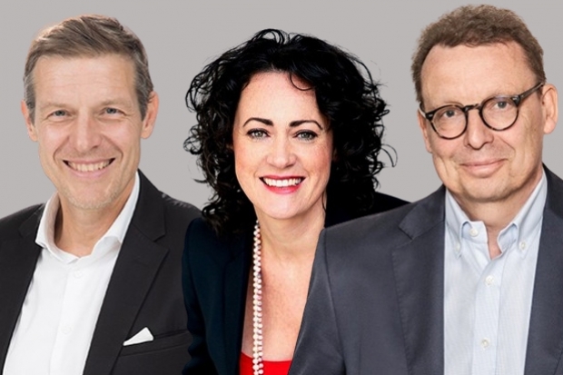 Christian Pabst und Susanne Lederer von Dragonfly Finance und Claude Hellers von Fundbridge (v.l.n.r.)