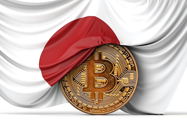 Bitcoin mit Japan-Flagge